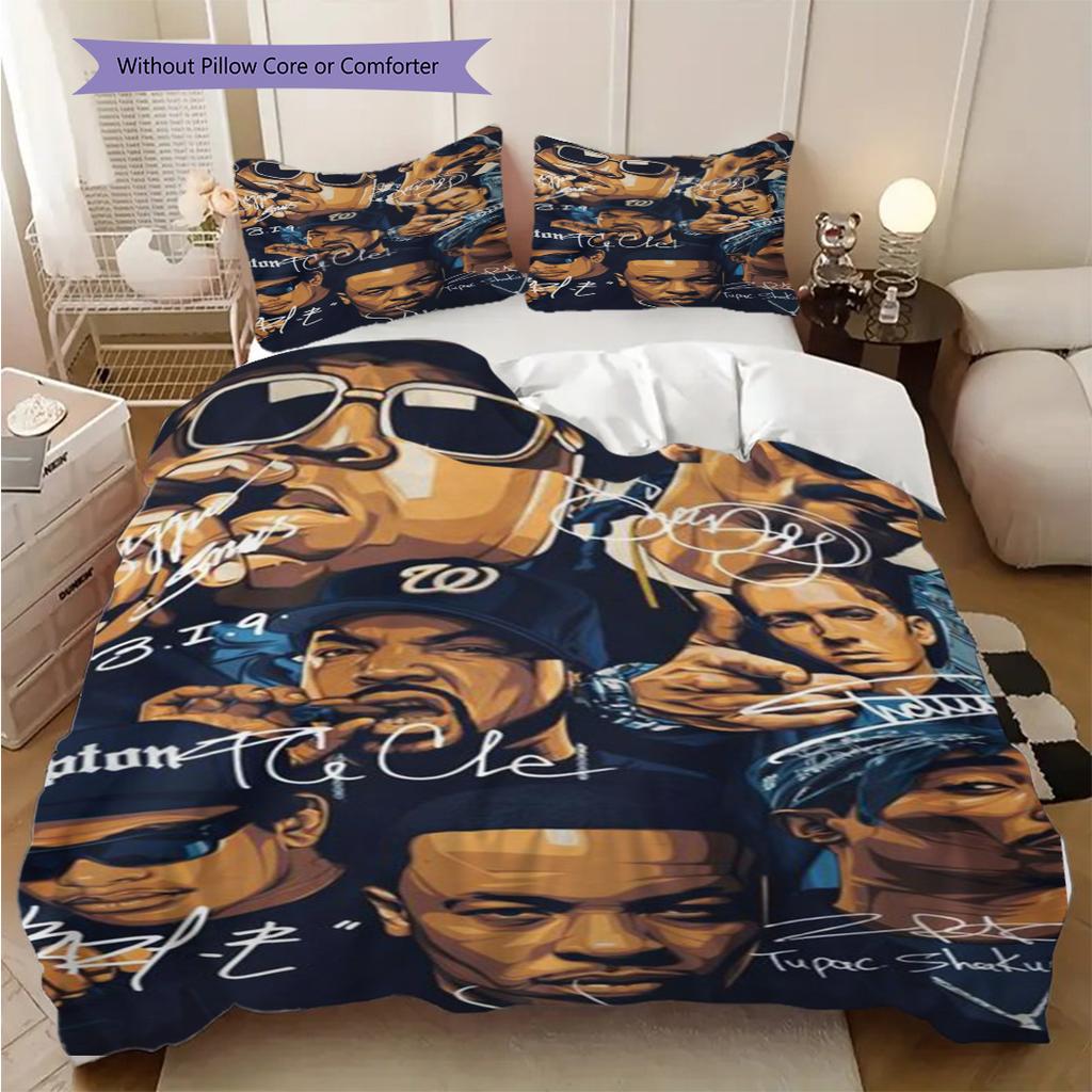 Hip Hop Legends Visual Celebration Threepiece Set 1 Duvet Cover 2 Pillowcase Without Core Soft And Comfortable Duvet Cover And Pillowcase