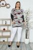 Women's Style Plus Size Tunic Pink Umbrella Patterned Stone Embroidered Long Sleeve Tunic