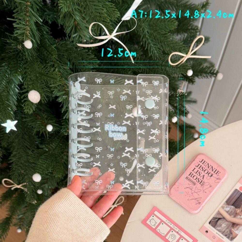 Portable A7 Photo Album PVC Loose-leaf Postcards Holder Clear Bow Star Design Photo Card Holder Students