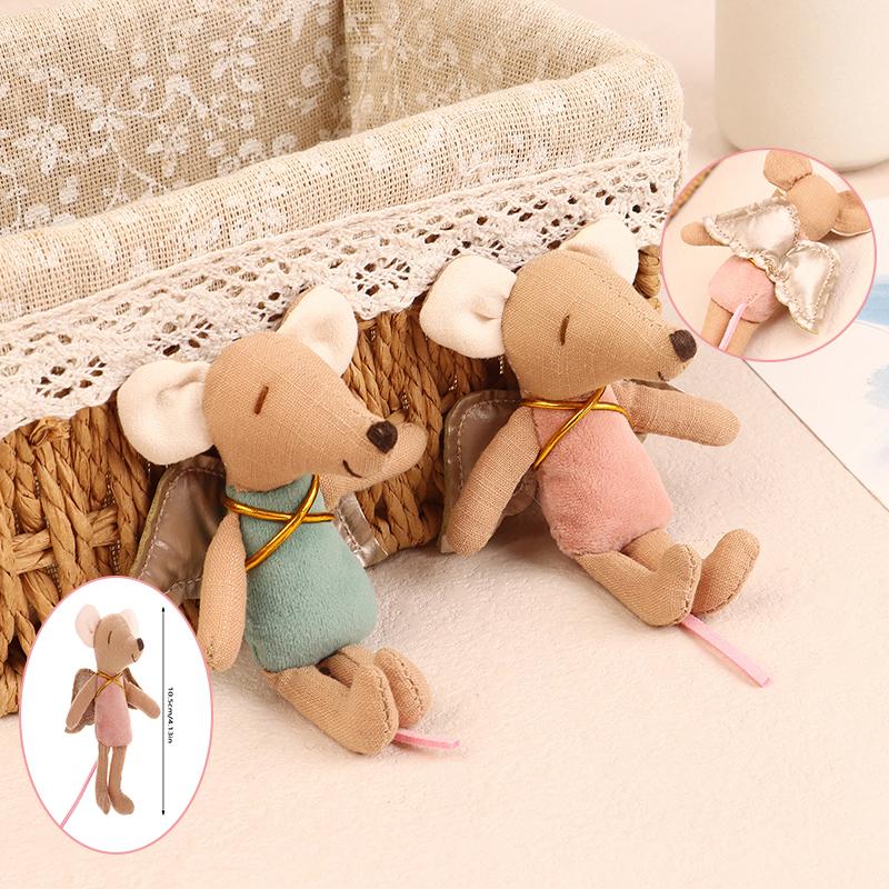 New! Kawaii Fabric Mouse Doll Thumb Doll Toy Cute Angel Wings Mouse Dolls Toys Soft Plush Toy Home Decoration For Kid Durable Gifts