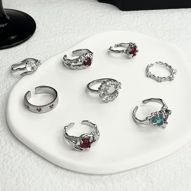 Design di Nicchia Senso dello Zircone Amore Vento Freddo Francese Personalità Irregolare Alto Senso Gemma Anello Aperto