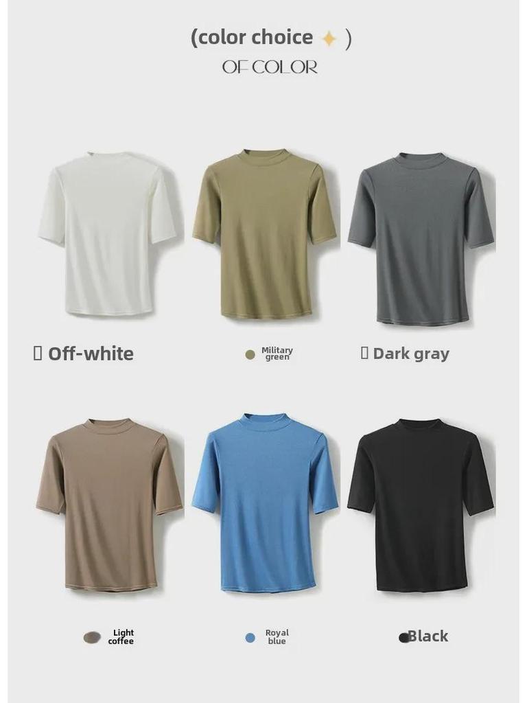 Women's Summer Slimming Stand-Up Collar T-Shirt - Short/Mid Sleeve