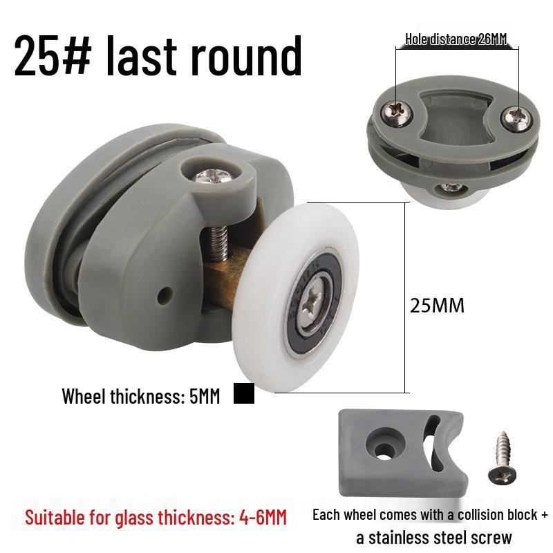 Shower Room Double Wheel Sliding Door Roller Set for Arc Glass Doors