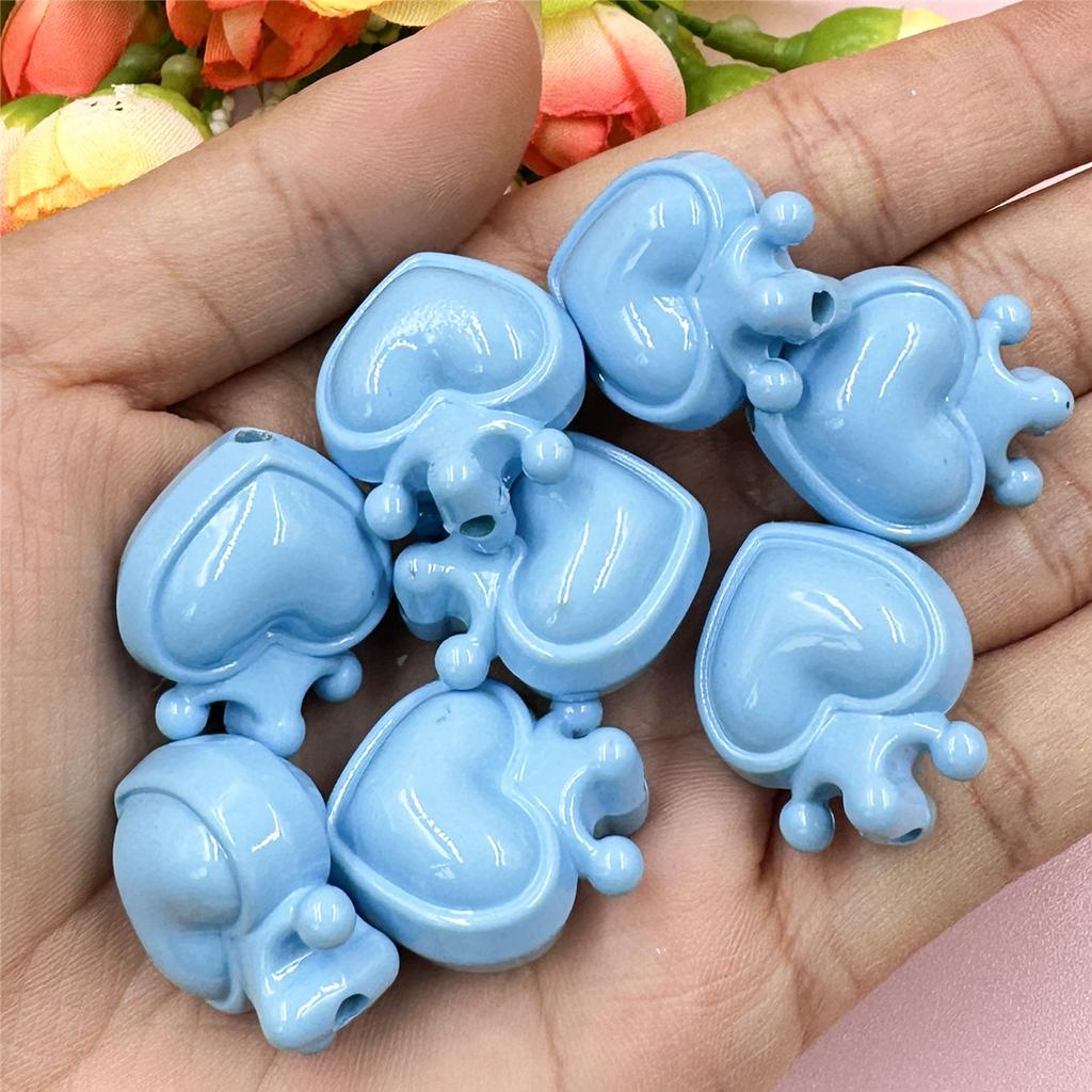Home Party Supplies Crown Heart for Bracelet Necklace Accessories Jewelry DIY 12pcs Loose Beads Charms 21.4*24.4mm Pendants Material With Hole