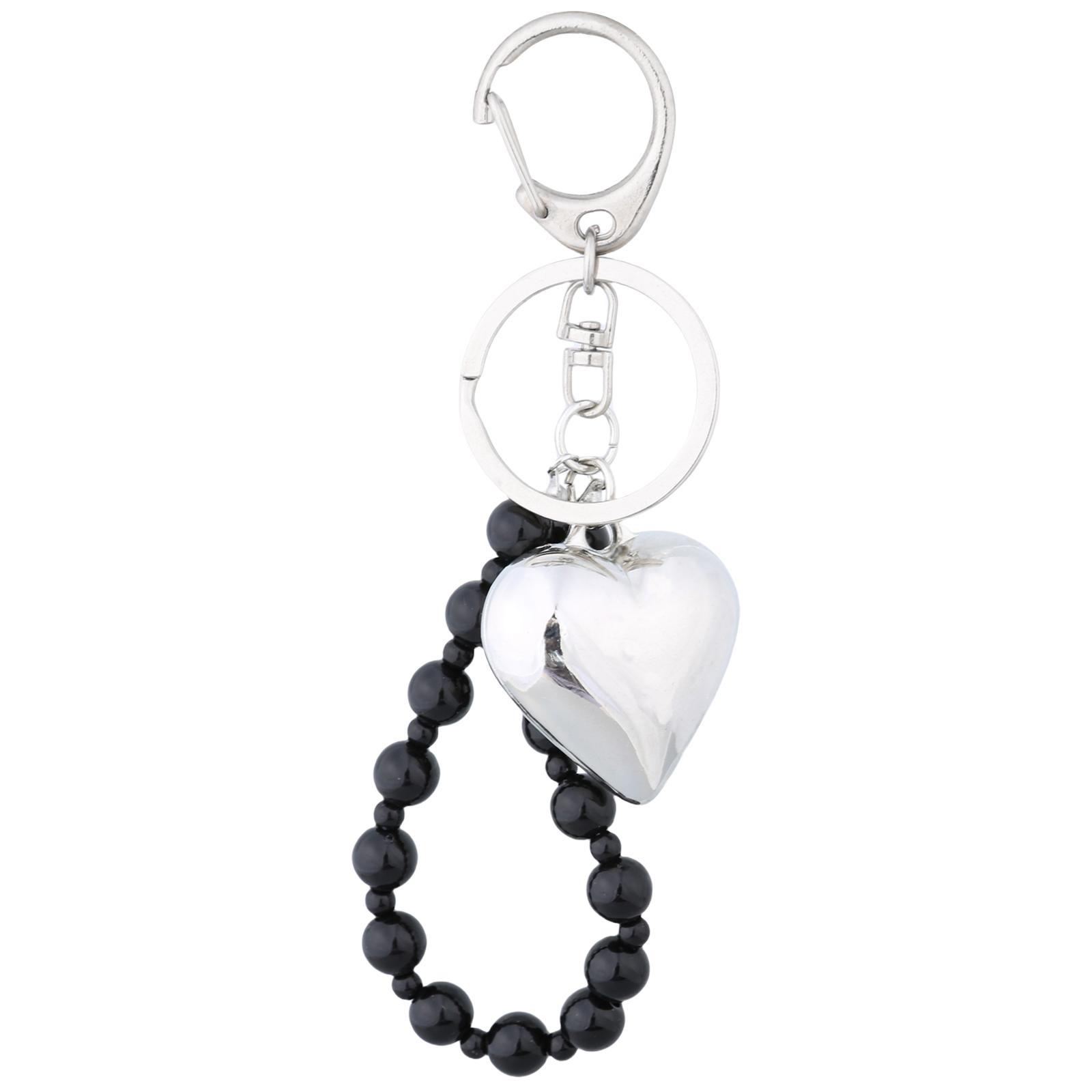 

Шикарный черный шарик в форме сердца с подвеской, уникальный черный шарик с кулоном, брелок с подвеской в форме сердца, изящный аксессуар для ключей