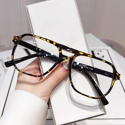 Vintage Double Bridge Reading Glasses Men Fashion Large Frame Presbyopic Eyewear Women Anti Blue Light Computer Glasses Diopters