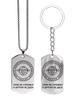 Stainless Steel Keyring and Necklace Set, Men's Gift, Engraved Badge