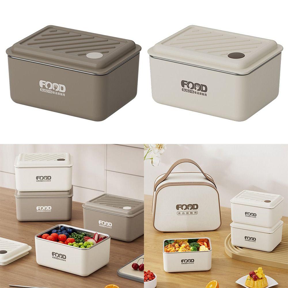 Rectangle Heat Preservation Lunch Box 316 Stainless Steel Microwavable Bento Box  Go To School