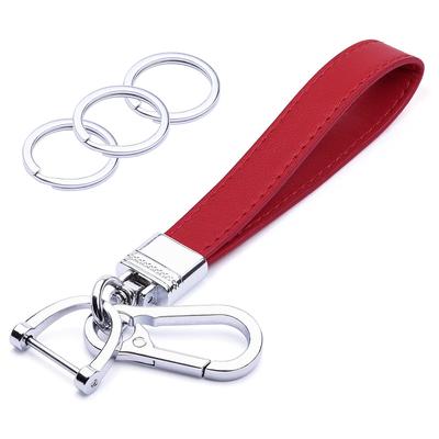 Wisdompro Genuine Leather Car Loss Compatible with Smart Unisex Keychain, Prevention, Keys, Stylish, (Red)