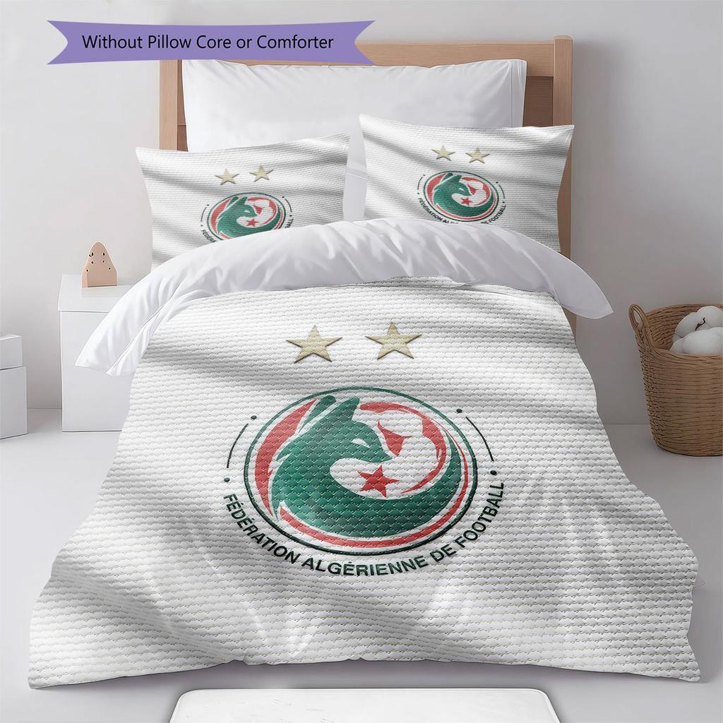 Algeria National Football Pattern Bedding,Quilt Set Quilt Cover Pillowcase Home Birthday Gift(1 * duvet cover + 2 * pillowcase, without core)