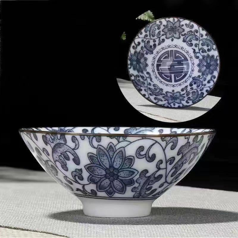Porcelain Blue and White Kung Fu Teacup Set – Single Douli Cup for Tea Tasting