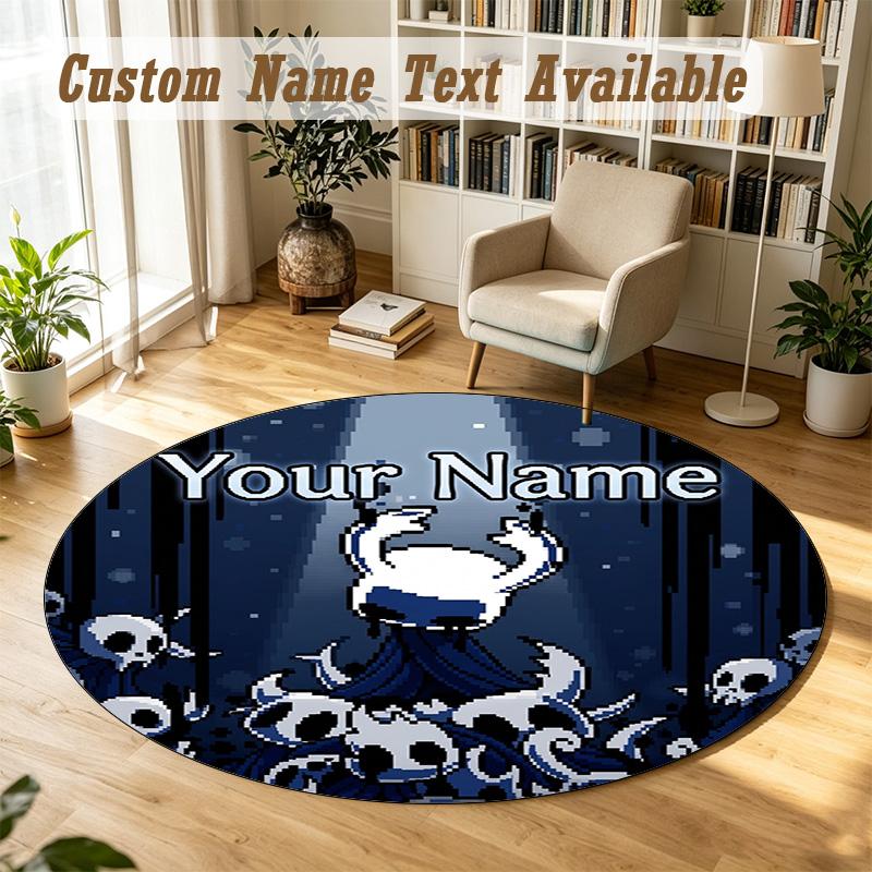 Hollow Knight Personalized Round Rug Support Custom Name, Soft Home Decor Mat