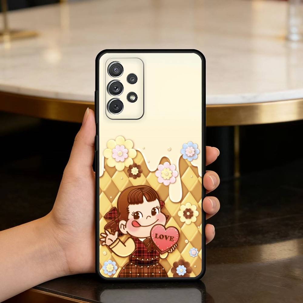 F-Fujiya-Milkys-Peko-C-Chan Soft Silicone Black Cover Phone Case For Samsung Galaxy A73,A72,A71,A70,A53,A52,A51