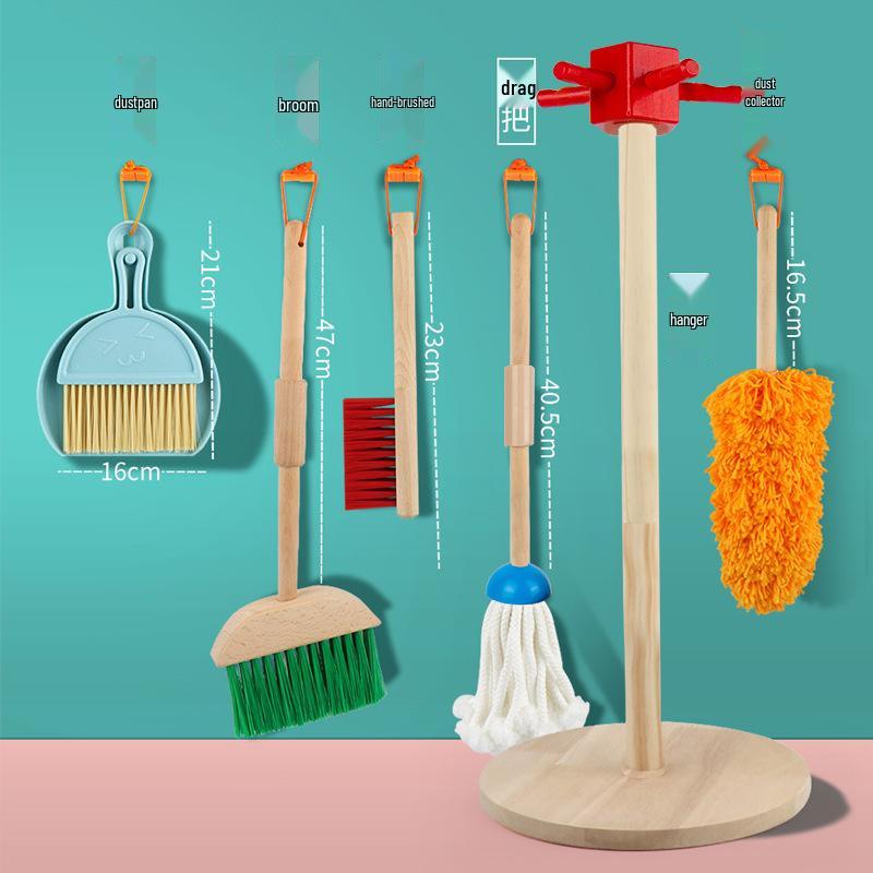 Kids' Wooden Cleaning Play Set: Broom, Mop & Tools for Early Learning