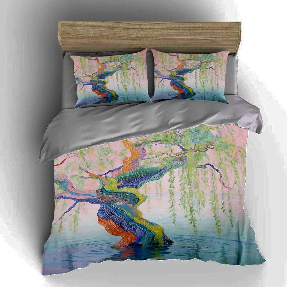 Colorful Twisting Tree Bedding Duvet Cover Sets Duvet Covers Pillowcases Gifts (1 * Duvet Cover 2 * Pillowcases, Without Duvet Insert)