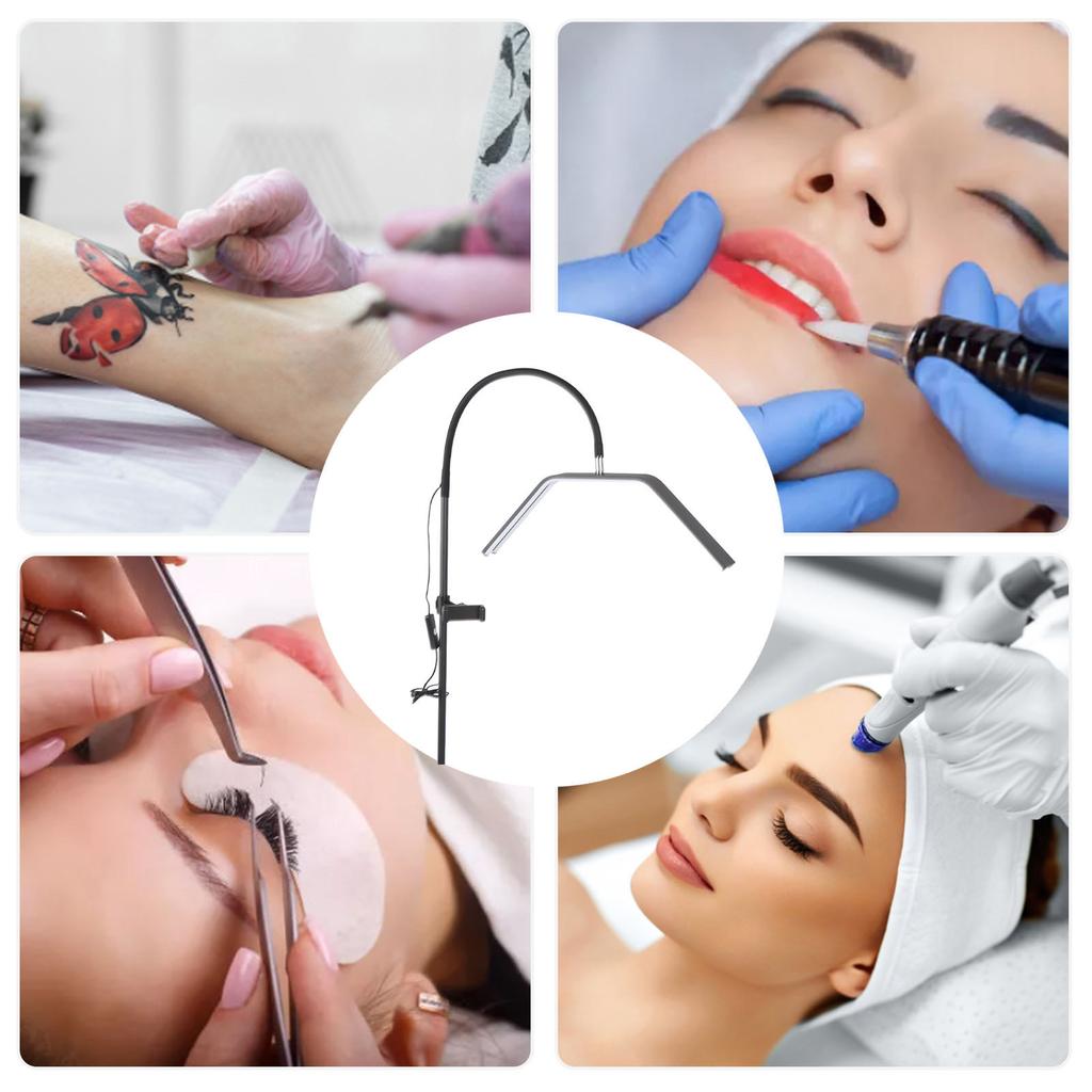 Floor Beauty Lamp Acrylic Stepless Dimming LED Half Moon Lamp for Eyelash Skincare Eyebrow