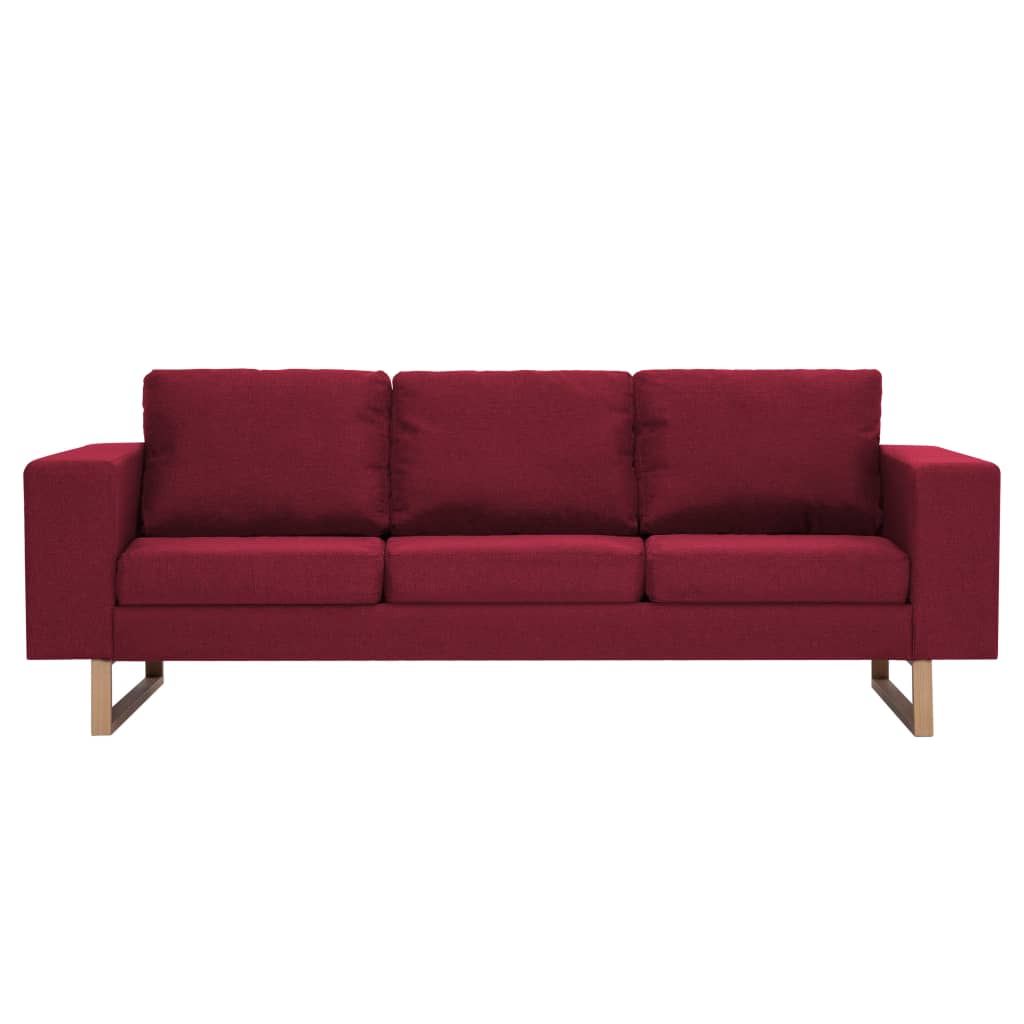 3 Seater Sofa Fabric Burgundy Red