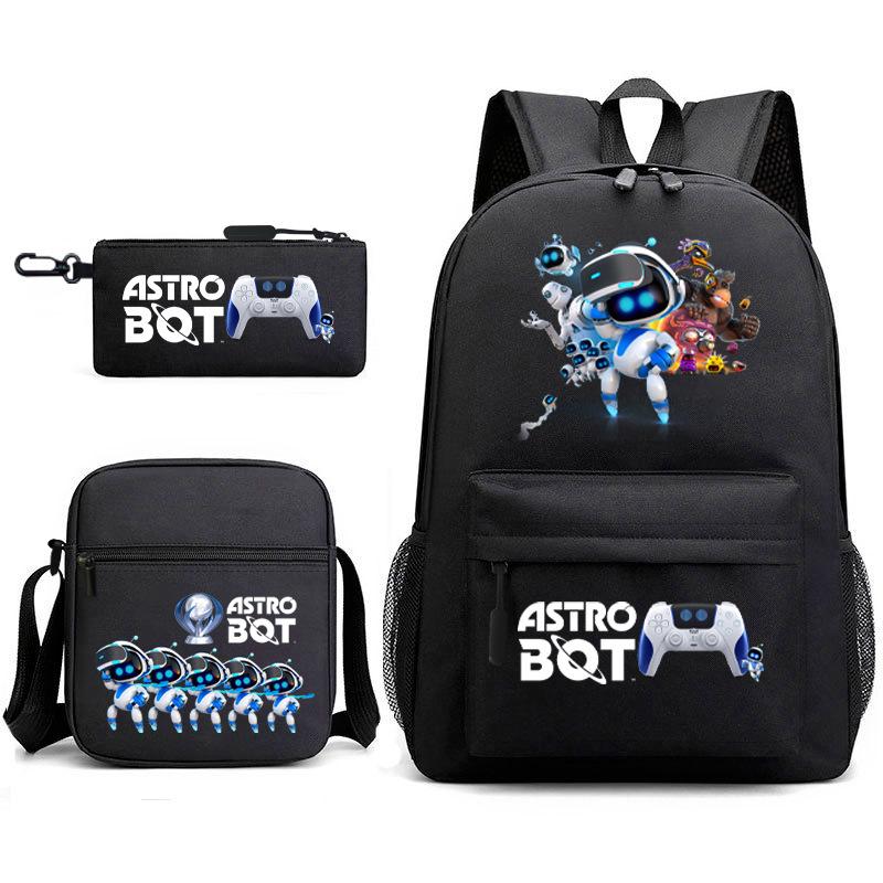 Neuer Astro-Bot, kosmischer Roboter, dreiteiliges Set, Schultasche, Umhängetasche, Federmäppchen, Rucksack.