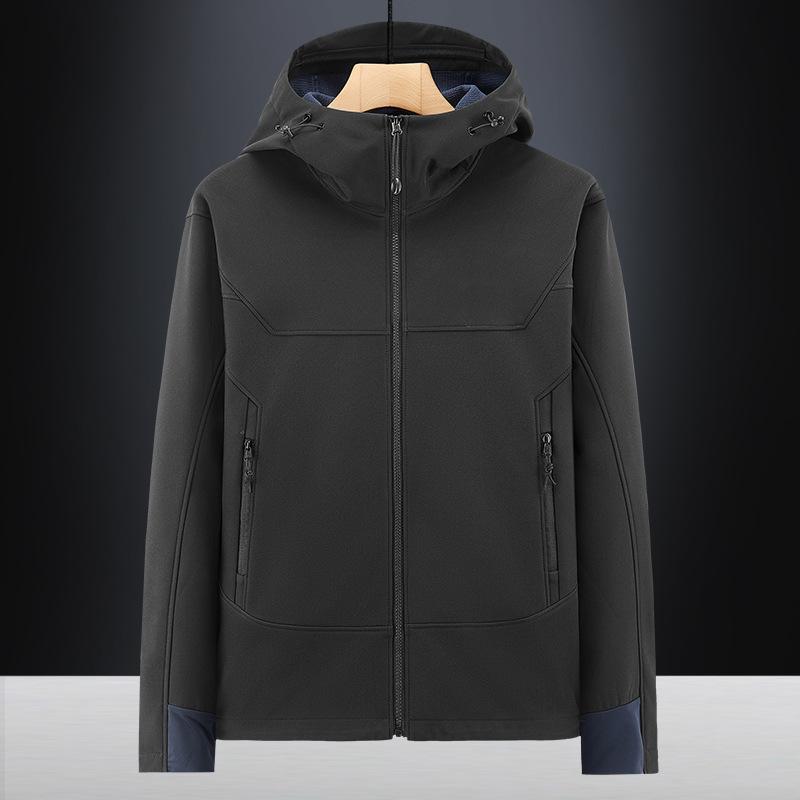 

Осенне-зимняя флисовая повседневная спортивная куртка для альпинизма, свободная, с воротником-стойкой, двухсторонняя, мужская, модная, ветрозащитная 5XL чёрный