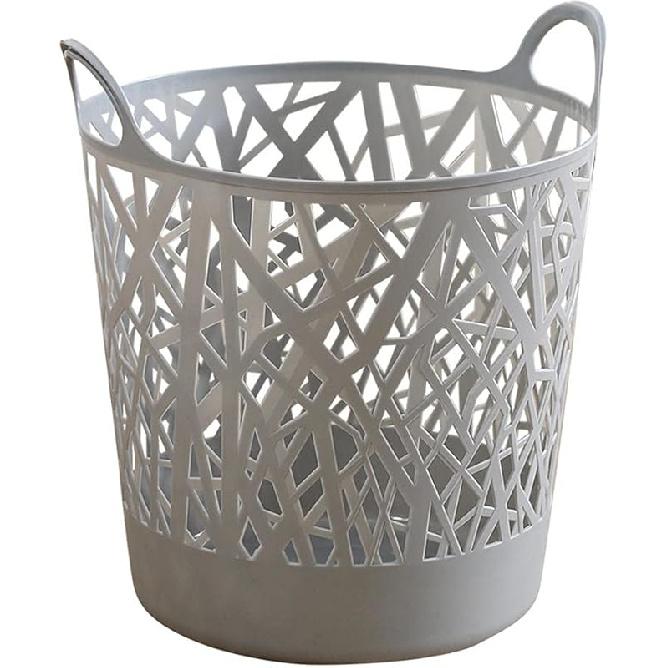 Imitation Rattan Laundry Basket, Plastic Folding Storage Basket, Household Laundry Basket, Bedroom Storage Bucket-Black