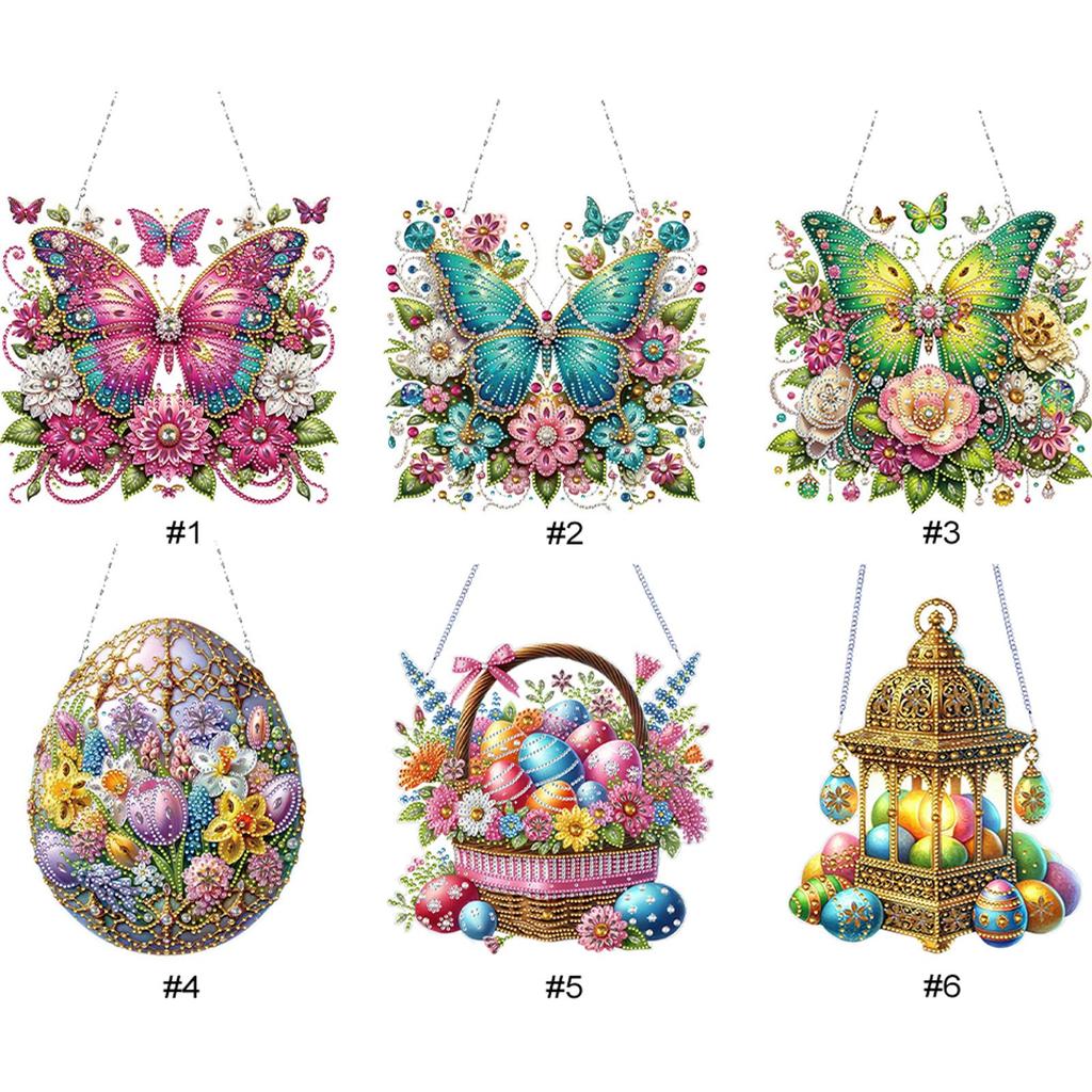 2D/Flat DIY Diamond Painting Set Diamond Painting Hanging Pendant Rhinestone Diamond Art Window Pendants for Garden Window Decor