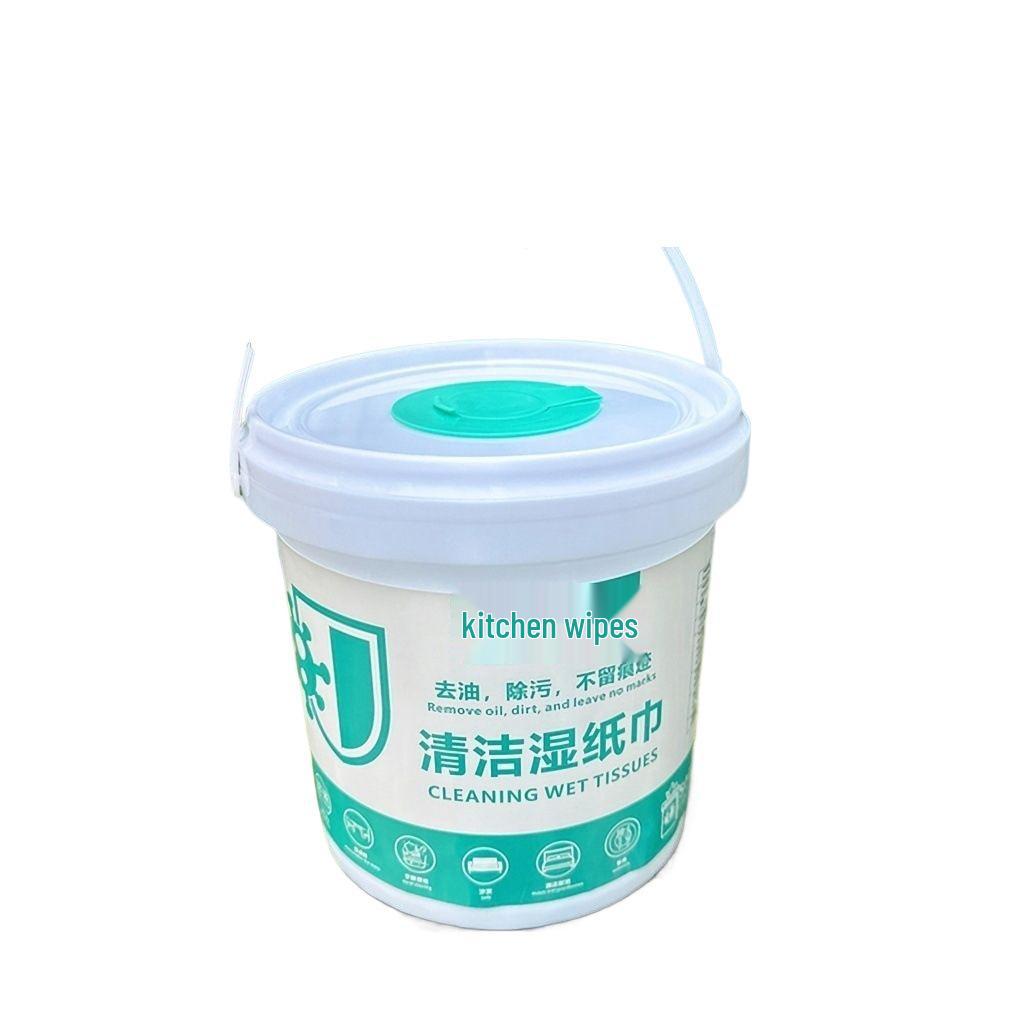 500 kusů vlhčených utěrek na čištění kuchyně - Jednorázové utěrky na odstraňování mastnoty a skvrk v kyblíku