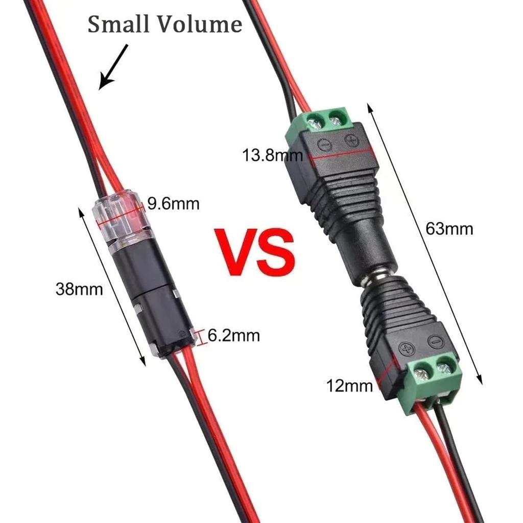 50pcs Low Voltage Wire Connector, Double Wire Plug in Connector with Locking Buckle, Led Light Strip Connectors 2 Pin