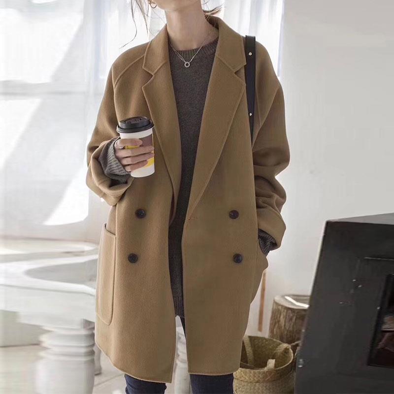 Mori Style Woolen Winter Coat for Petite Women - Mid-Length, Thickened, Korean Loose Fit Student Jacket