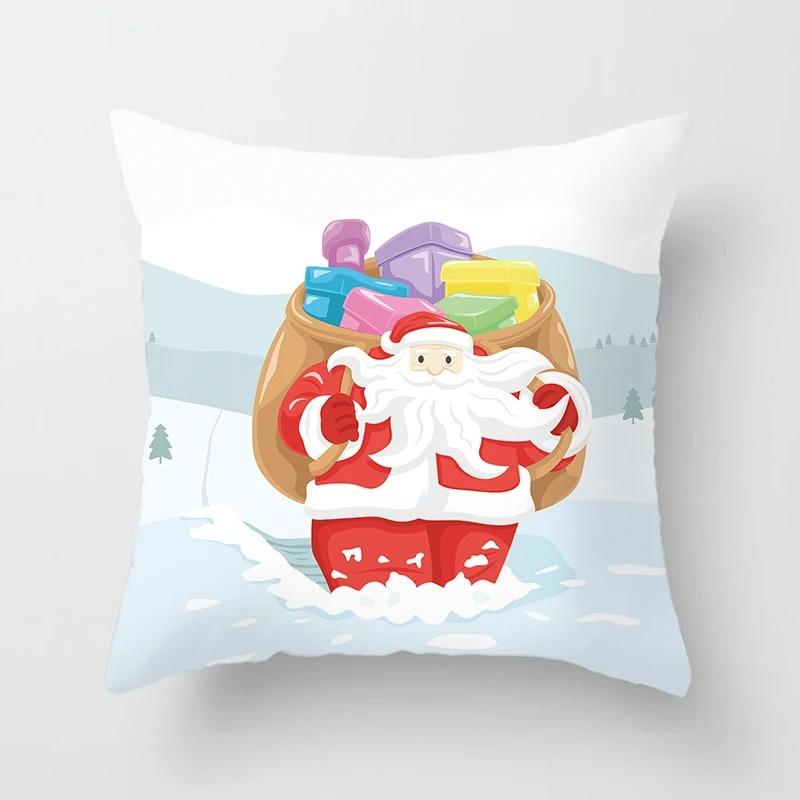 Cartoon Christmas Pillow Set Santa Claus Sofa Gift Home Decoration Pillowcase Christmas Gift Pillowcase