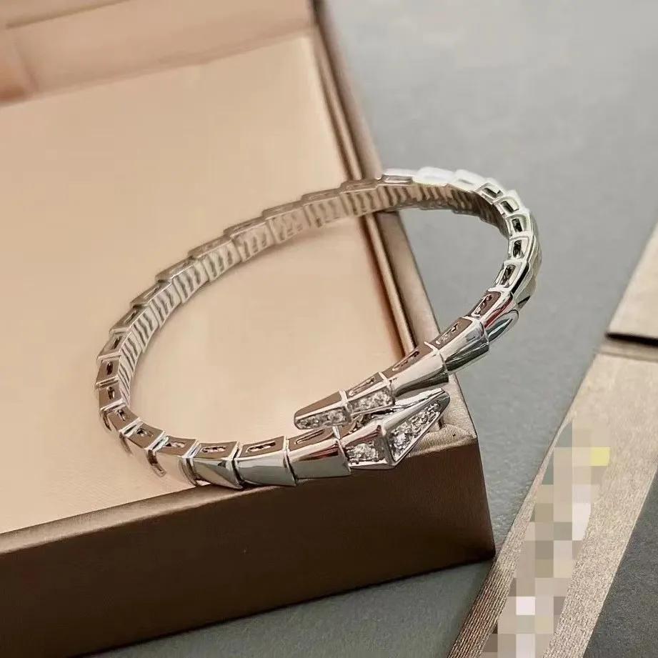 Head and Tail Snake Bone Open Bracelet Light Luxury Snake Head Stretch Stacking Bracelet