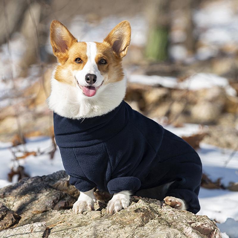 Winter-Overall für Hunde Rückenreißverschluss Warmes Fleece Hunde-Jumpsuit Verstellbar Winddicht Hundekleidung Haustiermantel für männliche weibliche Hunde