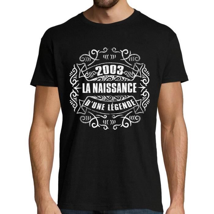 T-shirt Homme - Collection 2003 - Anniversaire - Noir - Manches courtes - Col arrondi