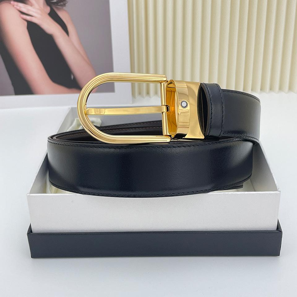 Premium Belt Men'S Pin Buckle Genuine Leather Belt Men'S Double-Sided Available Business Dress Casual Pants Belt