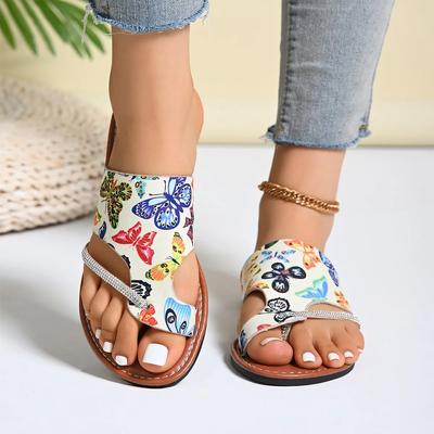Damen Retro Flache Schuhe 2024 Sommer Mode Zehensteg Gladiator Pantoletten Weibliche Lässige Strand Flip Flops Zapatos De Mujer