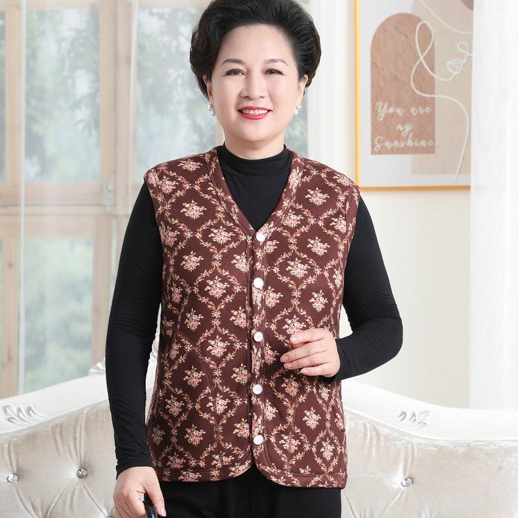 Seniors' Vest Female Grandma Autumn New Vest Jacket Mother Plus Velvet Thickened Vest Elderly Casual Clothes