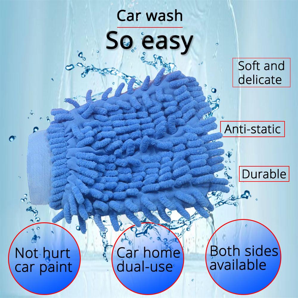 Car Wash Towels Microfiber Chenille Car Cleaning Towel Mitt Glove Soft Drying Cloth Hemming Wash Towel Water Suction Clearner