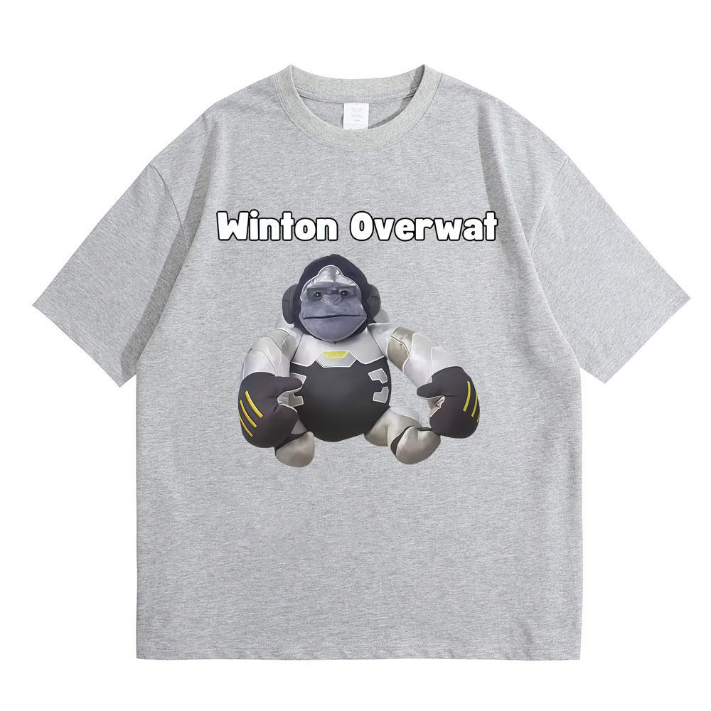 Winton Overwat Monkey Funny Meme Tshirt Men Women Fashion Oversized Short Sleeve T Shirts Male Casual Vintage Cotton Tshirts