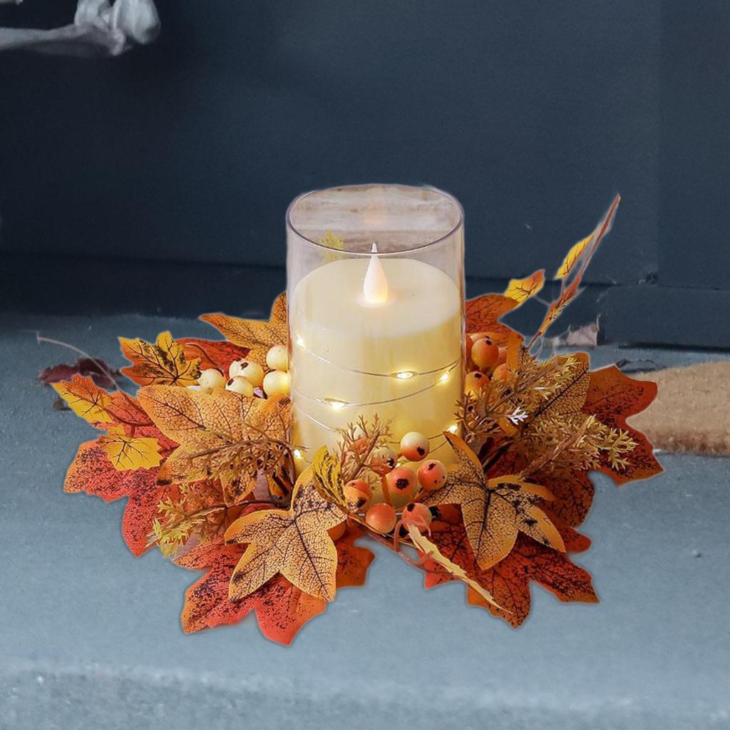 Fall Candle Rings Wreaths Fall Candle Holders for Farmhouse Cafe Living Room