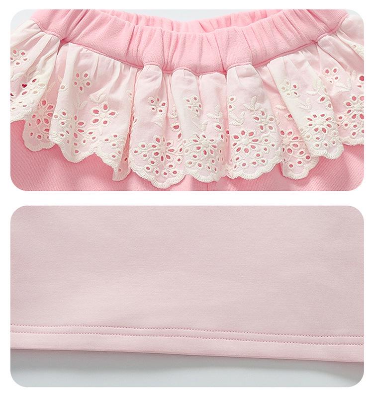 Mädchen Sweatshirt und Hose Set mit Spitzenkragen - Lässiger Frühlings-/Herbststil