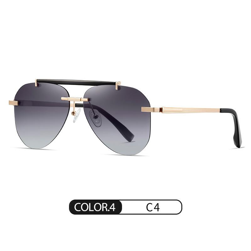 Trending Rimless Pilot Sunglasses Men Black UV400 HD Lens Eye Protection Fashion Sun Glasses Fishing