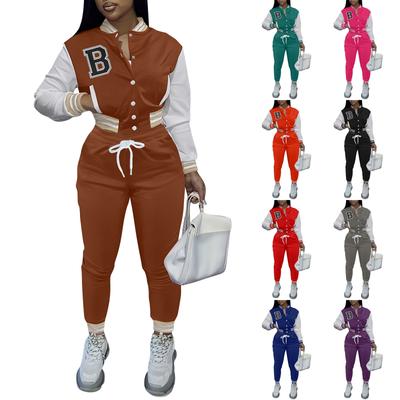 Chaqueta Corta de Color Sólido para Mujer Traje de Solapa Única Corto Casual Deportivo Delgado Conjunto de Dos Piezas