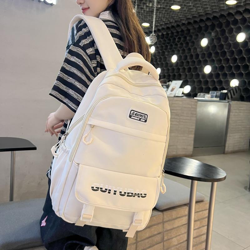 

New Nylon Lightweight School Bag for Junior and Senior High School Students In The School Season Large Capacity Simple Casual Bag Trendy Backpack