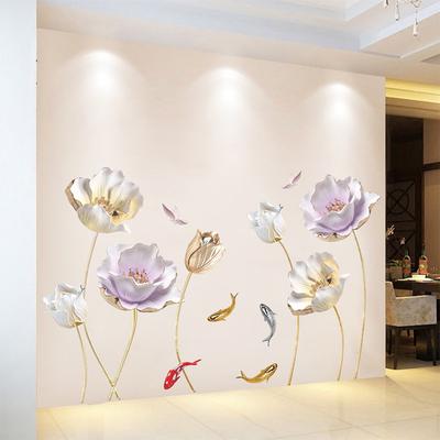 Große Tulpe Schmetterling Wandaufkleber Blume für Schlafzimmer Wohnzimmer Dekor DIY Wanddekor Relief Floral Wandtattoos Home Decor