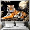 Moonlit Jungle Tiger Tapestry Modern Home Decor Fabric Wall Hanging for Living Room Bedroom Background Decoration