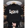 Cat In Love Text T-Shirt,Soft Breathable & Fade-Resistant, Classic Fit for Daily Casual Wear