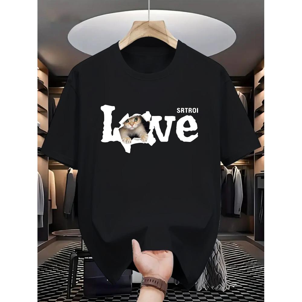 

Cat In Love Text T-Shirt,Soft Breathable & Fade-Resistant, Classic Fit for Daily Casual Wear XXL чорний
