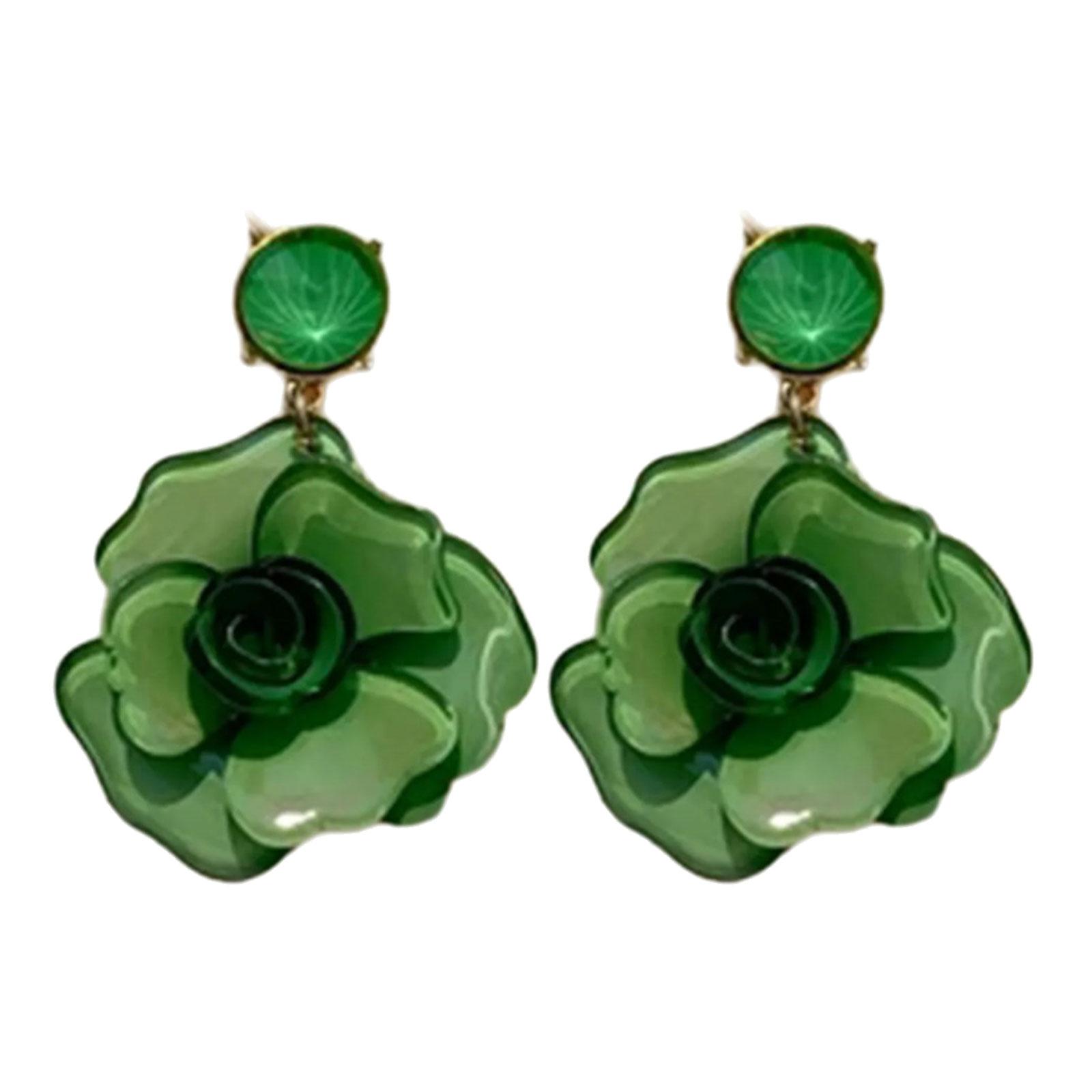 

Элегантные серьги-подвески в виде цветка розы, очаровательные серьги-подвески в виде цветка, ювелирные изделия, привлекательные серьги-гвоздики для ежедневного ношения зелёный