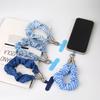 Korean Floral Plaid Phone Wrist Strap Women Detachable Phone Chain Universal Anti Lost Lanyard Cute Daily Phone Wristband