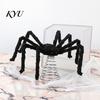 Festive Spider Decorations Halloween Tree Topper, Spooky Large Black Furry Topper Ornament with Spiral Base for Home Party Haunted House Supplies