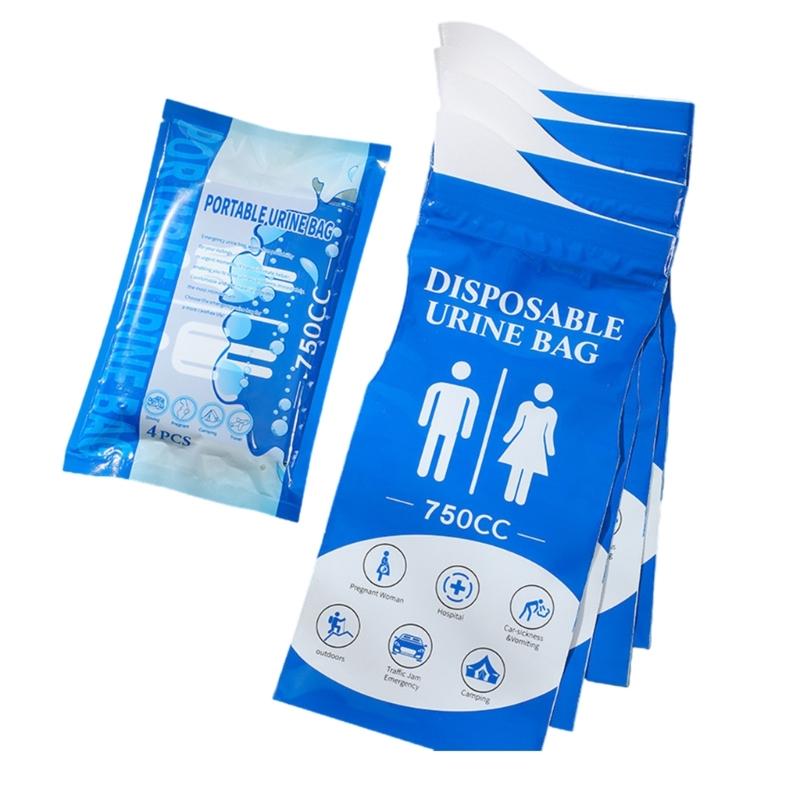 

4Pcs Unisex Disposable Urinal Bags Emergency Portable Urinal and Vomit Bags 750ml Camping Pee Bags for Men Women 1 синий